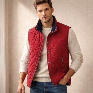 Banana Republic Performance Quilted Vest Men L Outdoor Water Resistant Pockets